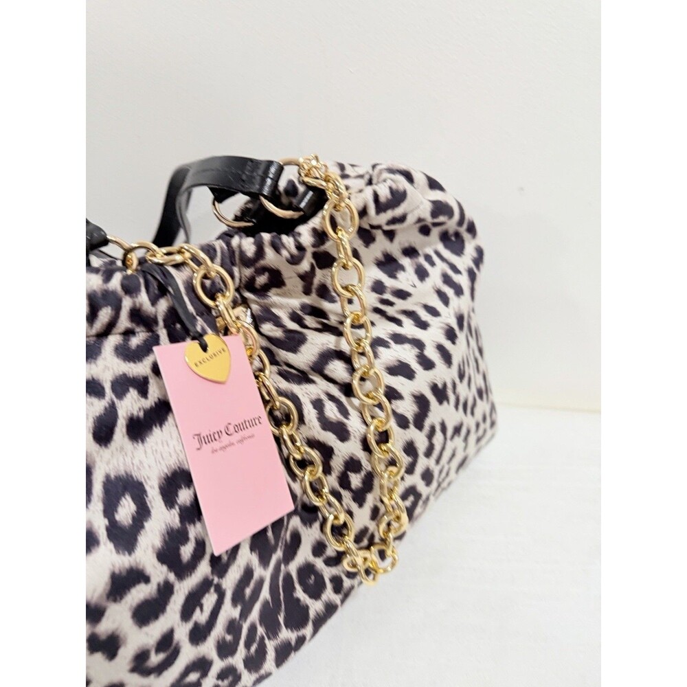 Juicy Couture Fashionable Juicy Tote Bag In Snow Leopard W/Chain Charm VIRAL NEW - Picture 4 of 8